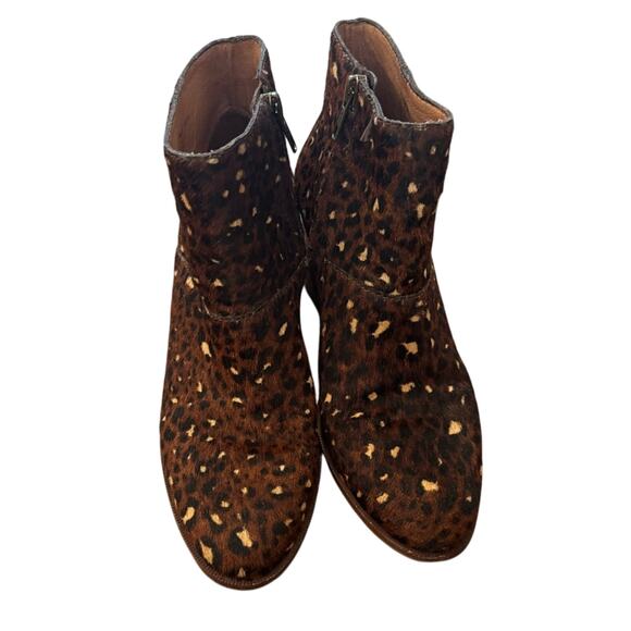 Madewell Rosie Leopard Calf Hair Ankle Boots Block Heel Women’s 7 - Picture 2 of 8